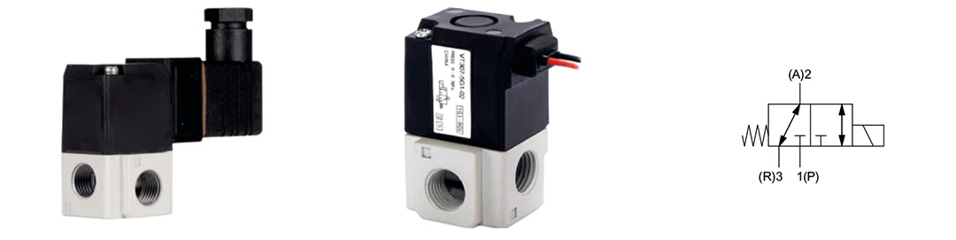 VT307 Series Direct Operated Poppet Type 3 Port Solenoid Valve (Rubber ...