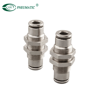 PM Bulkhead Equal Pneumatic Fitting NPT/BSP Thread 1/4" 1/8" One Touch Push in PU Hose Connector Fittings